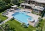 design swimming pool backyard spa pool patio deck terrace 3d landscape rendering